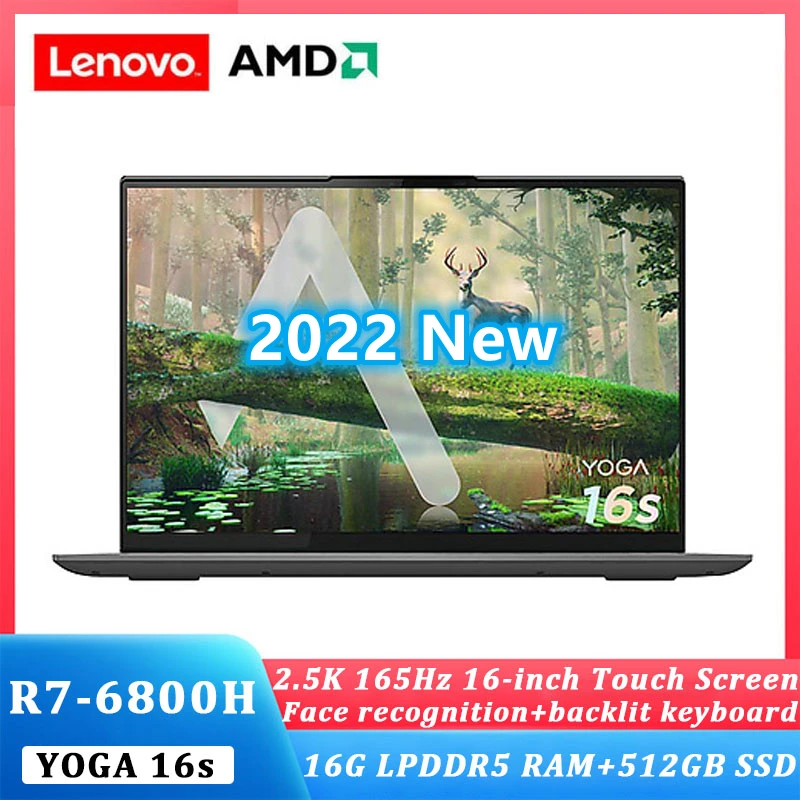 

Lenovo YOGA 16s Laptop 2022 AMD Ryzen 7 6800H Windows 11 16.0" 16GB RAM 512GB SSD Computer 2.5K 165Hz Touch Screen Slim NoteBook