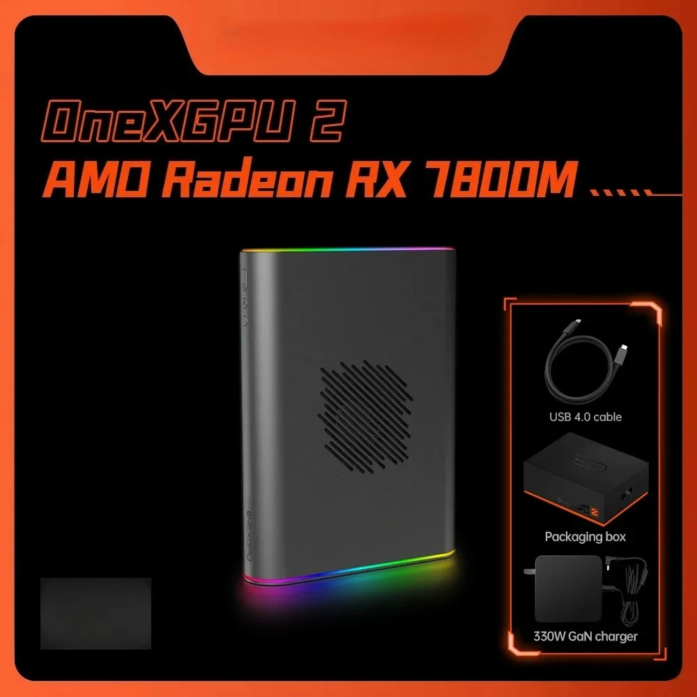 OneXGPU 2 Ultimate eGPU AMD RX 7800M 12GB OCuLink USB4.0 Thunderbolt Внешняя графическая док-станция RGB (art.: 3920dc3dbff0a) - 3920dc3dbff0a