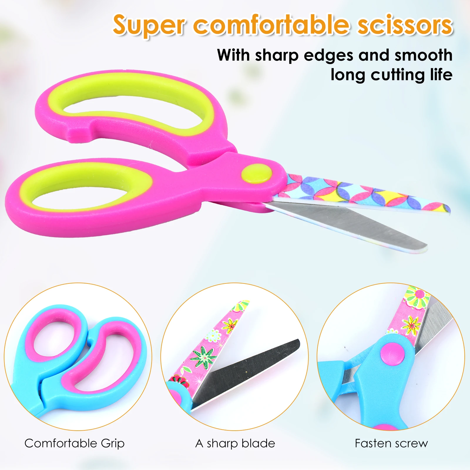 6 шт. детские ножницы из нержавеющей стали с удобным захватом
