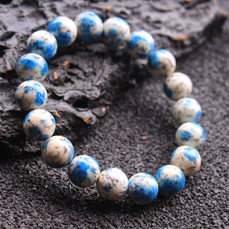 

Natural K2 Bracelet Blue Green and White Biotite Granite Single Circle Bracelet Ornament Factory Wholesale