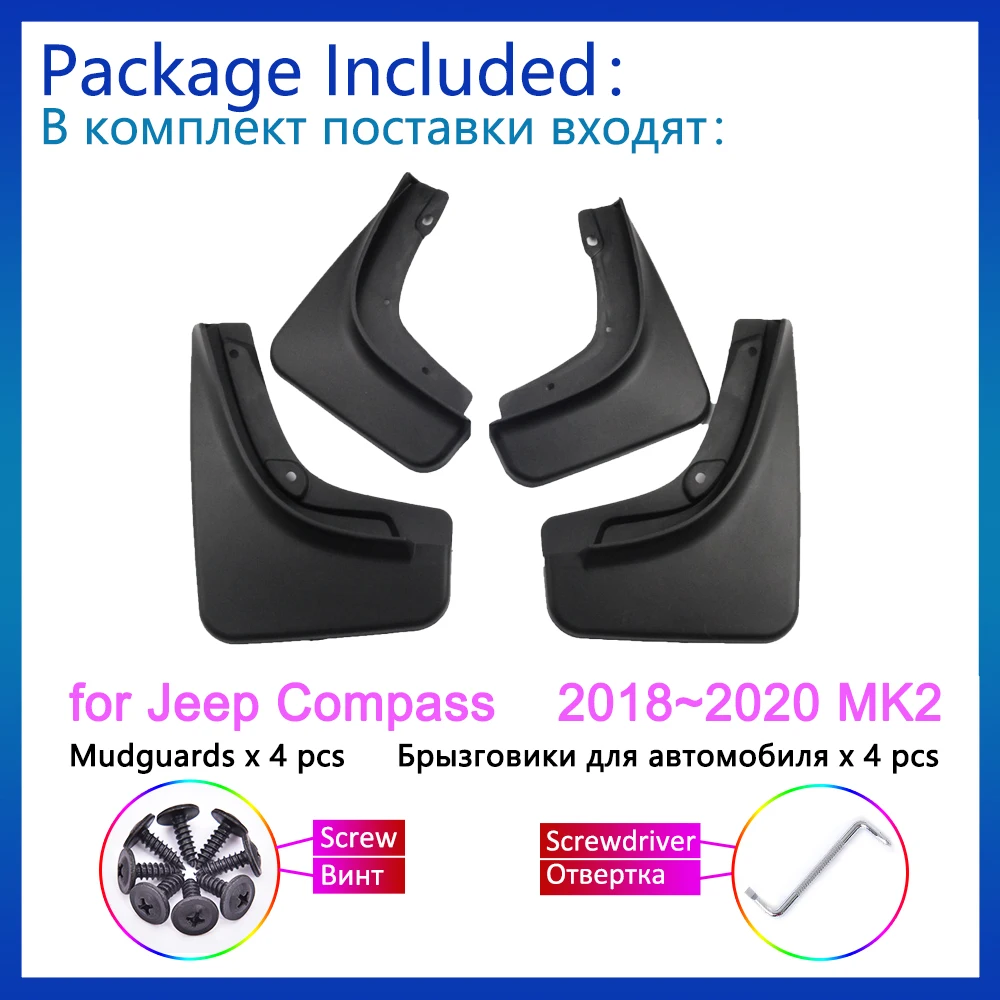 

4x For Jeep Compass 2018 2019 2020 1.4T 2.4T MK2 MudGuards Splash Guards Front Rear Wheels Fender Flaps Car Styling Accessories