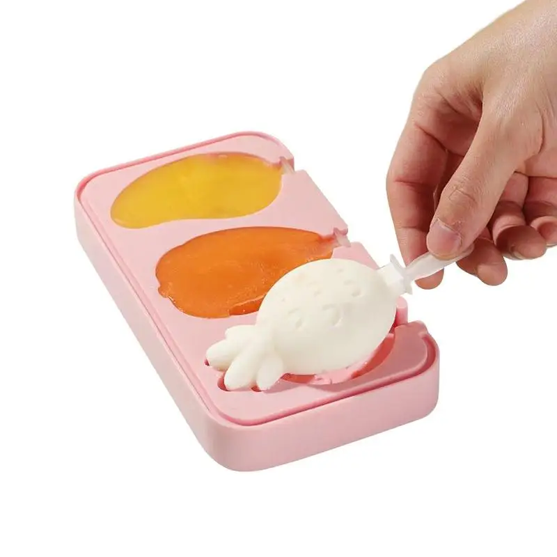 

3 Cell Ice Cream Silicone Mold Summer Ice Maker Sicle Mold Fruit Juice Freezer Ice Tray Sicle Mold Chocolate Tool