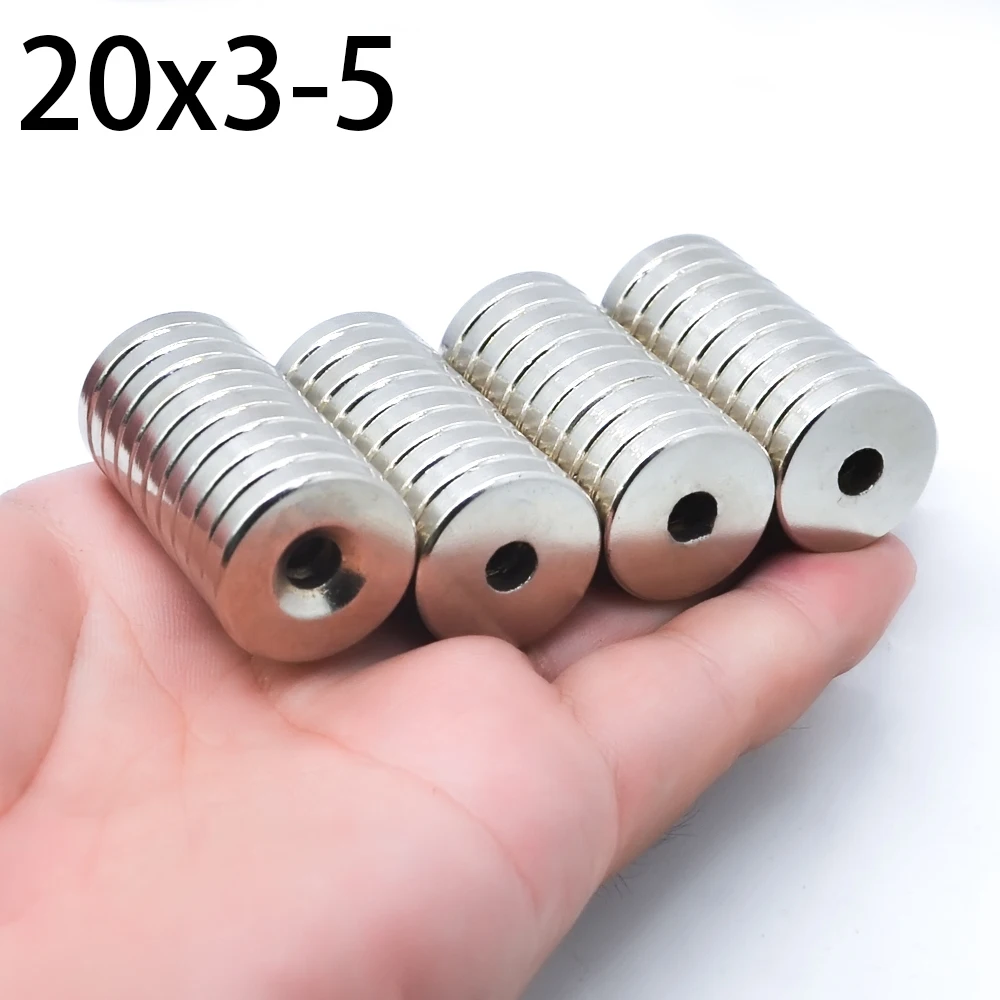 

5/10/20Pcs 20x3-5 Neodymium Magnet 20mm x 3mm Hole 5mm NdFeB N35 Round Super Powerful Strong Permanent Magnetic imanes Disc