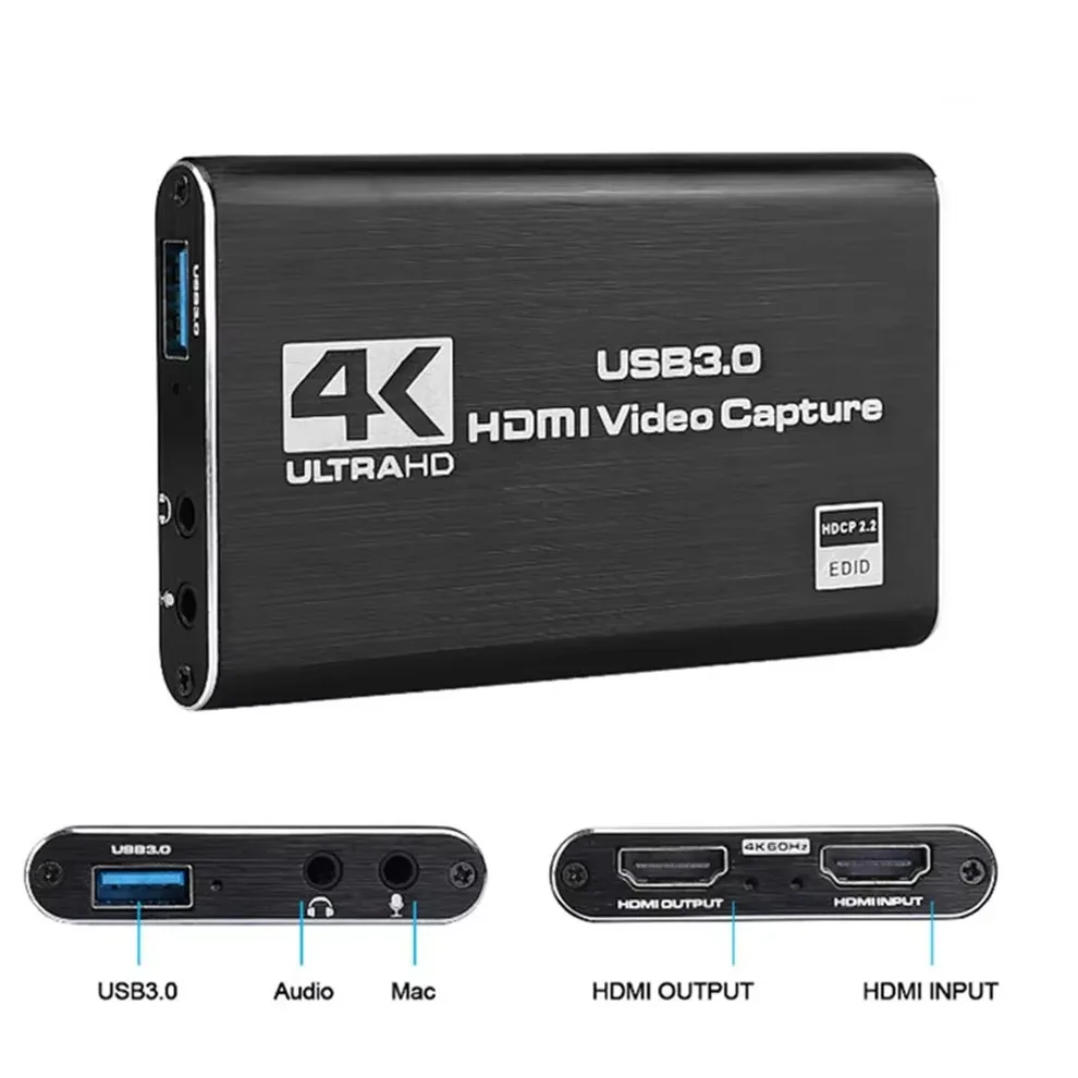 4K USB HDMI-совместимая карта видеозахвата 1080P 60 Гц для записи игр коробка потоковой