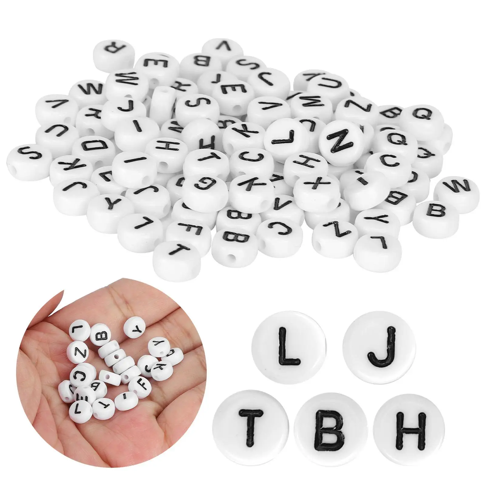 Акриловые бусины с буквами сделай сам 26 черных алфавитов для изготовления