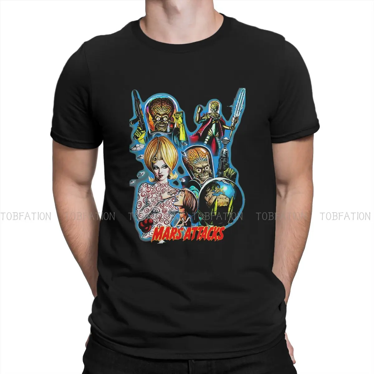 

Mars Attacks Alien Sci-Fi Movies 100% Cotton TShirts Classic Print Homme T Shirt New Trend Tops Size S-6XL