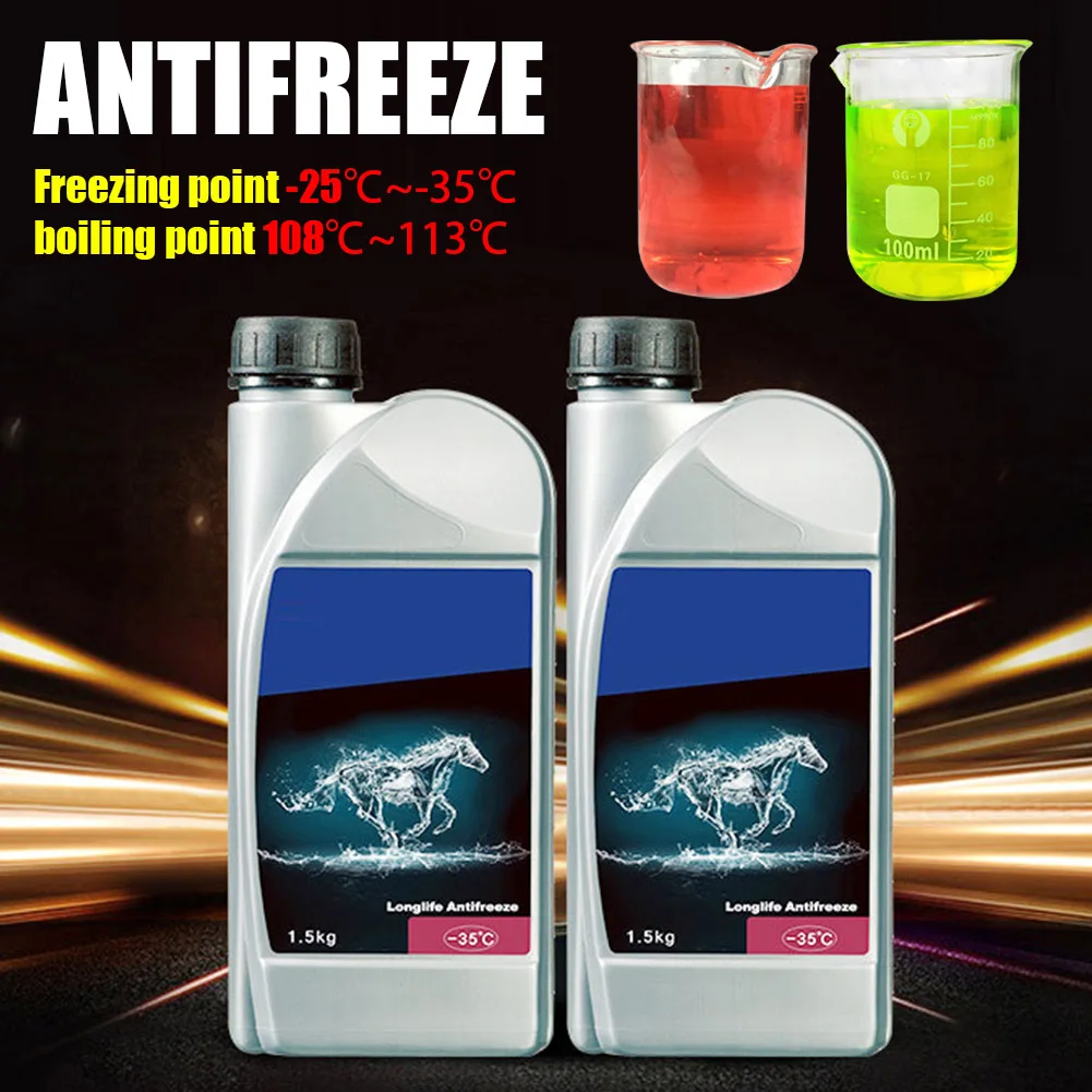 

Car Antifreeze 1.5L -35°C/-25°C Antifreeze Coolant Red/Green Waterless Prediluted Ready-to-Use Car Accessories