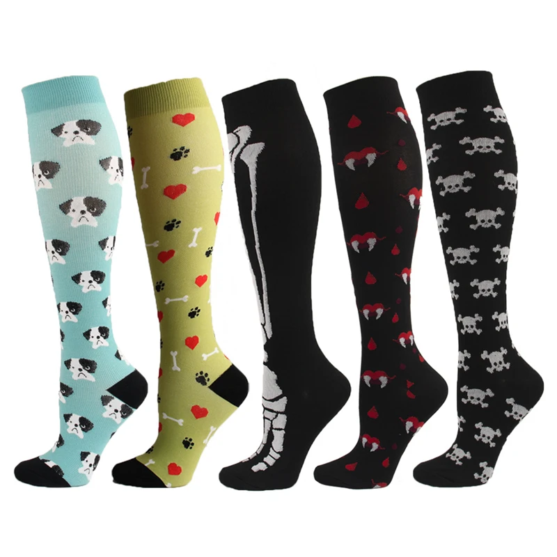 

Men Women Compression Socks Sports Knee Stockings Colorful Printing (20-30mmHg) for Running,Travel,Cycling,Pregnant,Edema,Nurse