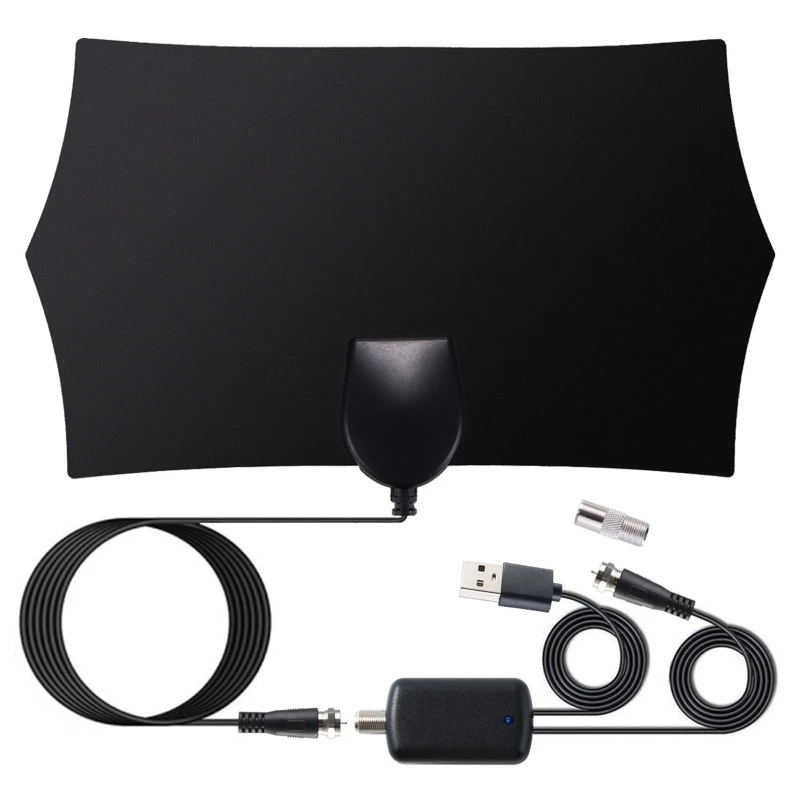 

Indoor Amplified- H-D TV Antenna Up to 80 Miles Support 4K 1080p Free view Television Local Channels 13ft Coax Cable