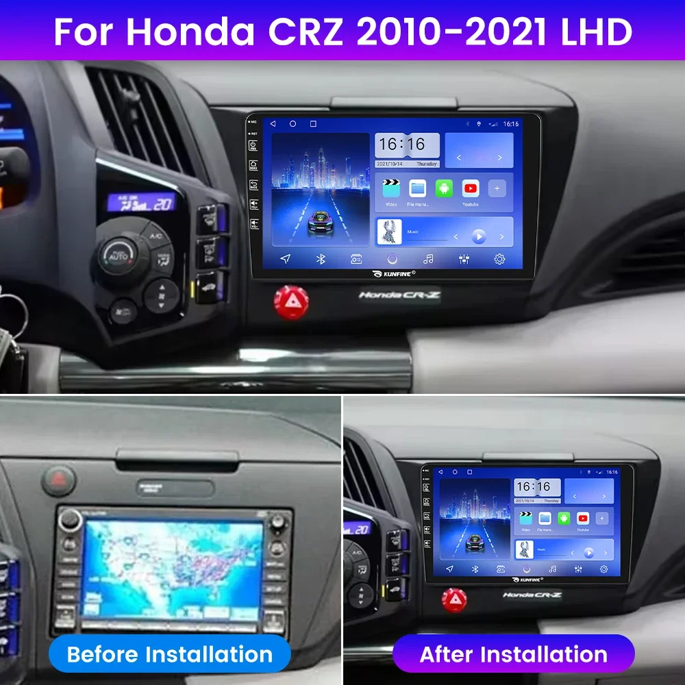 Фото Автомагнитола Android для Honda CRZ 2010-2021, 2DIN, 8-ядерный процессор, GPS-навигация, IPS-экран, поддержка CarPlay и Android Auto №2