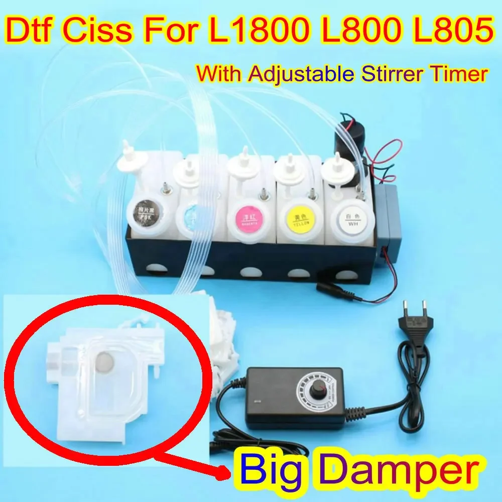 L1800 Резервуар Ciss L800 Заправочный бак L805 Белый чернильный резервуар DTF Комплект с