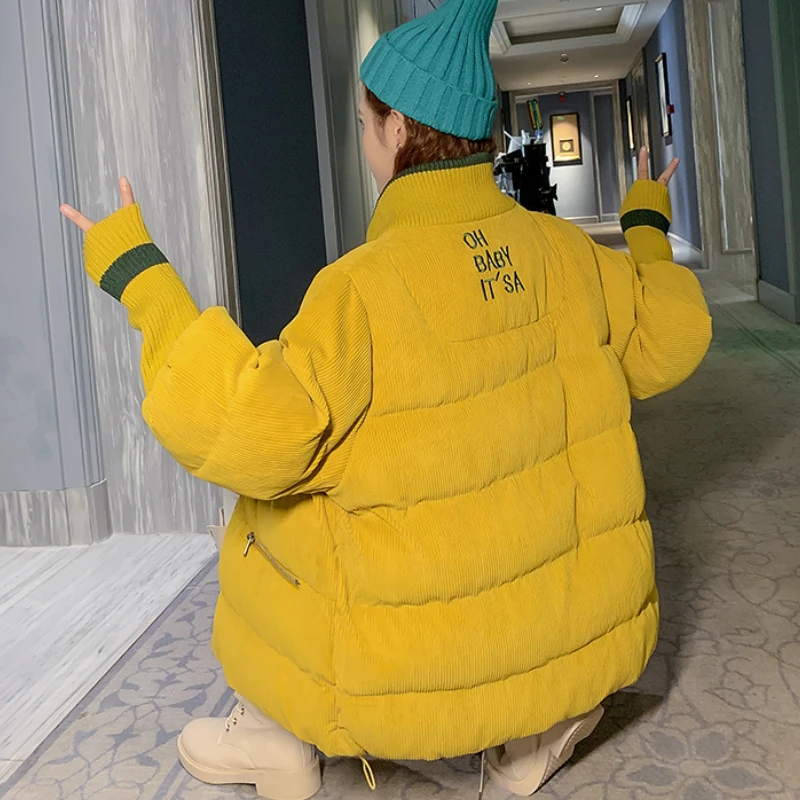 Female Turn Collar Solid Outwear Women's Thickening Jackets Overcoat Patchwork Long-sleeve Warm Parkas Winter Jacket Snow Coat