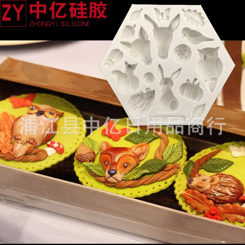

Силиконовая форма в виде животных, насекомых, кроликов, совы L083