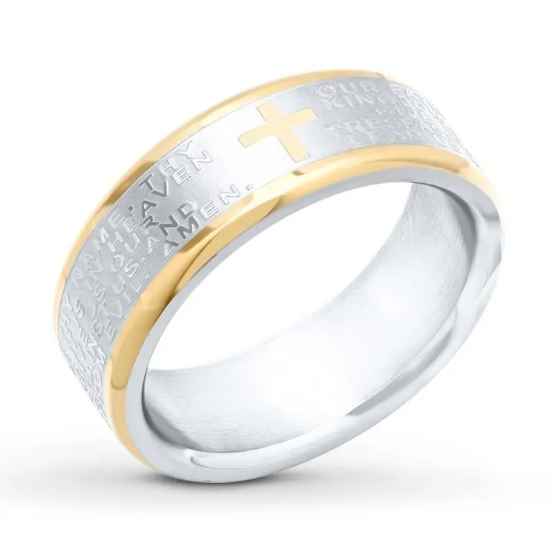 

HESHI Men's Cross Wedding Band/Yellow 7mm Ring