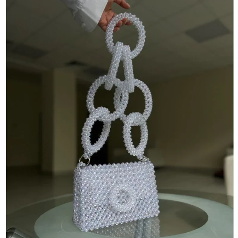 Новая модная женская сумка на плечо с бусинами ручной работы современная