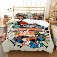 Skateboard Born to Skate Athletes Bedding Set Small Single Twin Double Queen King Cal King Size Bed Linen Set