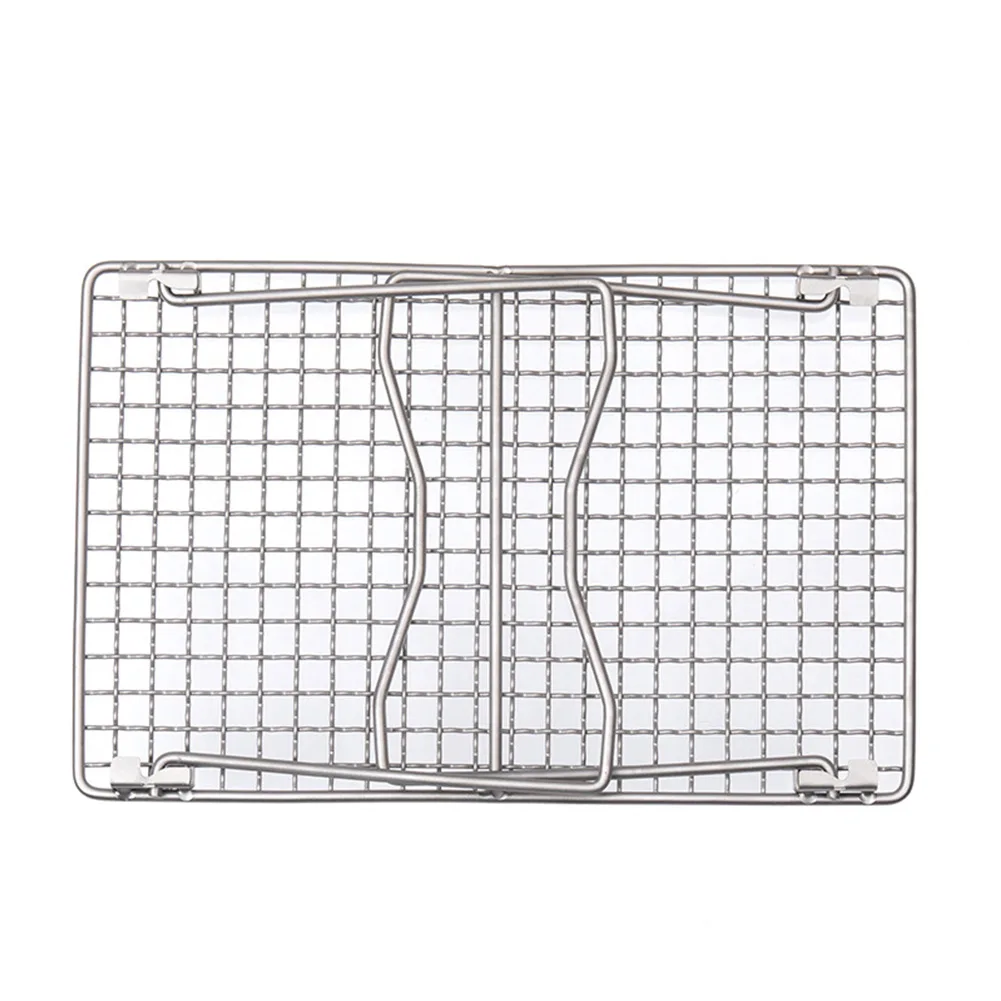 

Outdoor Titanium Folding Net Grill With Removable Legs Campfire Grill Grate Picnic Backpacking Steak BBQ Charcoal Net Rack