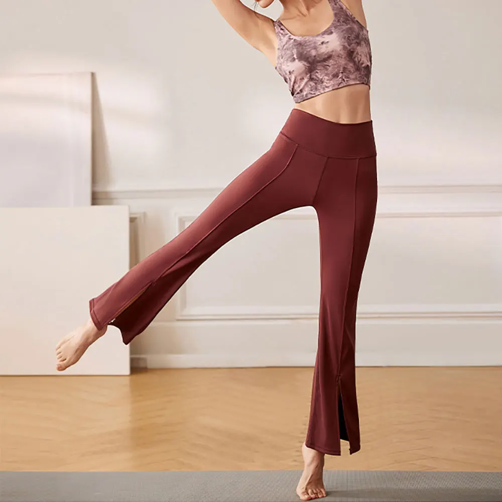 Lulu Flare Pants Women Yoga Pant High Waist Leggings Gym Workout Sports Tights Flared Wide Legs Trousers Latin Dance Pants