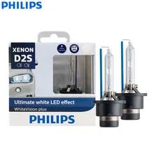 Philips WhiteVision Plus D2S 35W 5000K White LED Effect Xenon HID Lamps Car Upgrade Headlights +120% Bright 85122WHV2X2, Pair