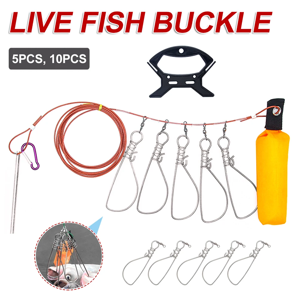 

Fishing Stringer Live Fish Lock Stainless Steel Big Fish Wire Rope Lock Large Live Fish Fixed Buckle Fishing Tackle Accessories