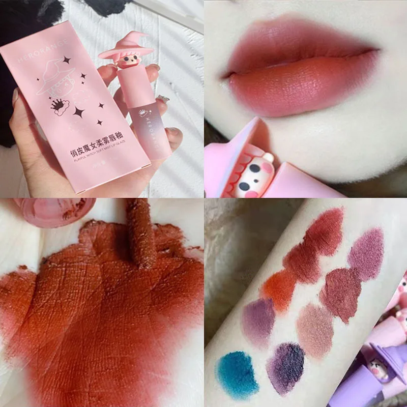 

Cute Witch Matte Lip Gloss Waterproof Longlasting Makeup Non-stick Cup Lipstick Purple Blue Personality Fashion Sexy Lips Makeup