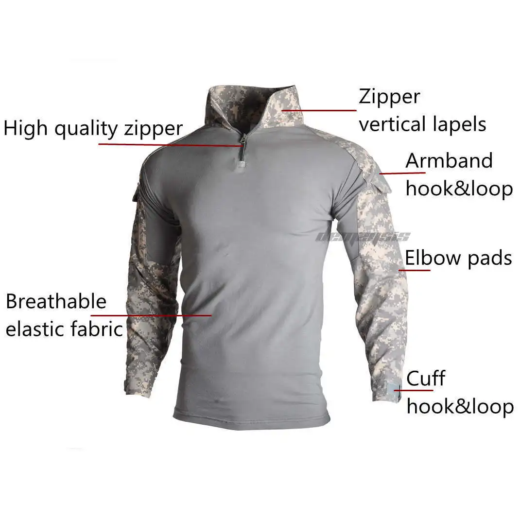 Outdoor Airsoft Paintball Clothing Shooting Uniform Tactical Camouflage Hiking Combat Shirts Cargo Pants Elbow Knee Pads
