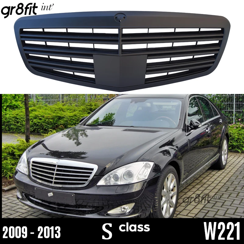 Матовый черный Передний радиатор гриль фоторамка решетка для 2009 - 2013 Mercedes S Class W221