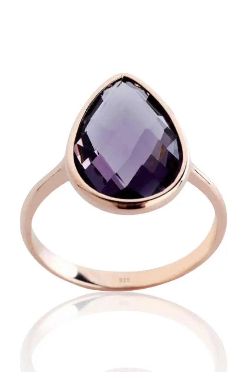 

Drop Amethyst Sterling 925 Silver Ring