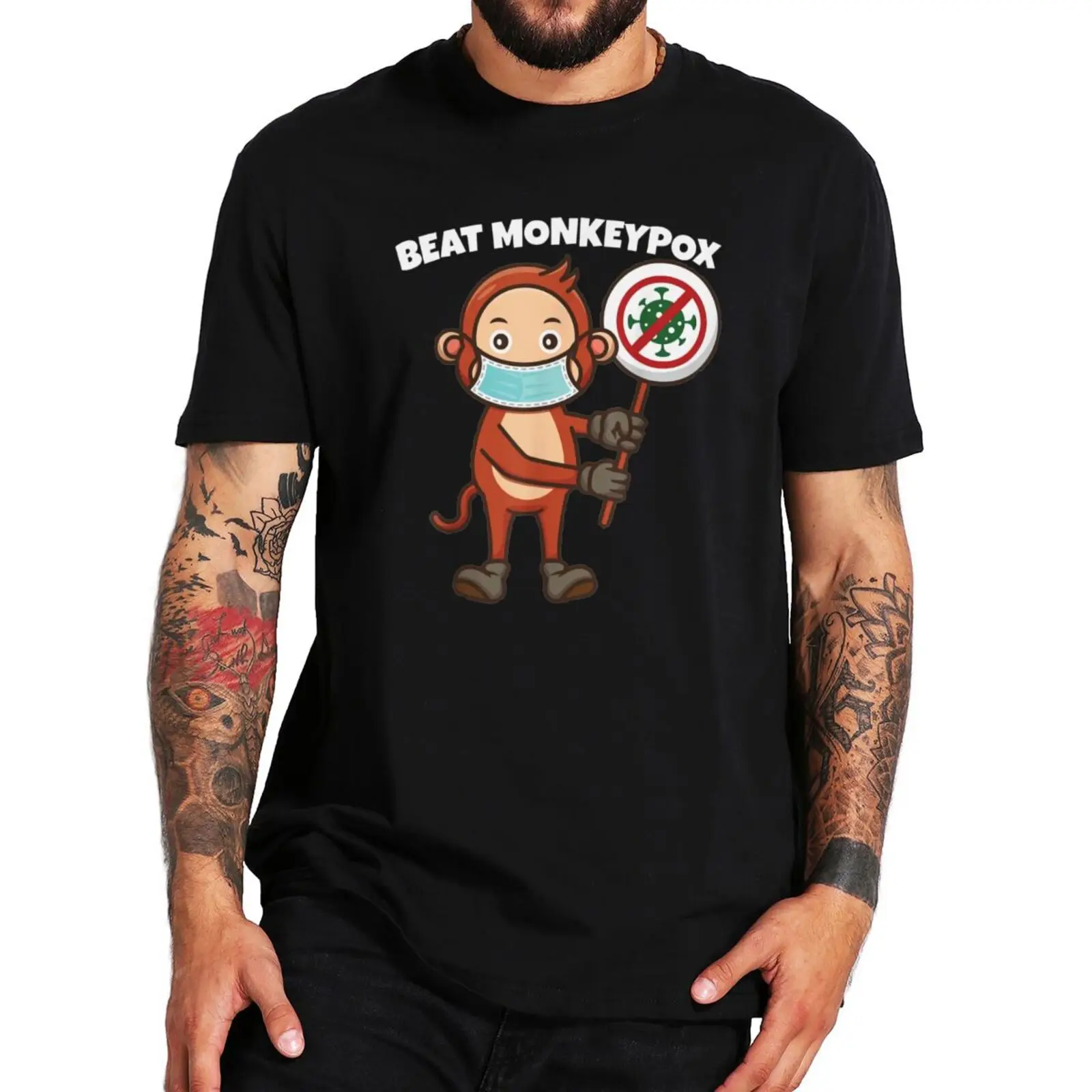 

Beat Monkeypox 2022 T Shirt Funny Memes Beat Disease Gifts Short Sleeve Summer Casual Basic 100% Cotton EU Size T-shirt