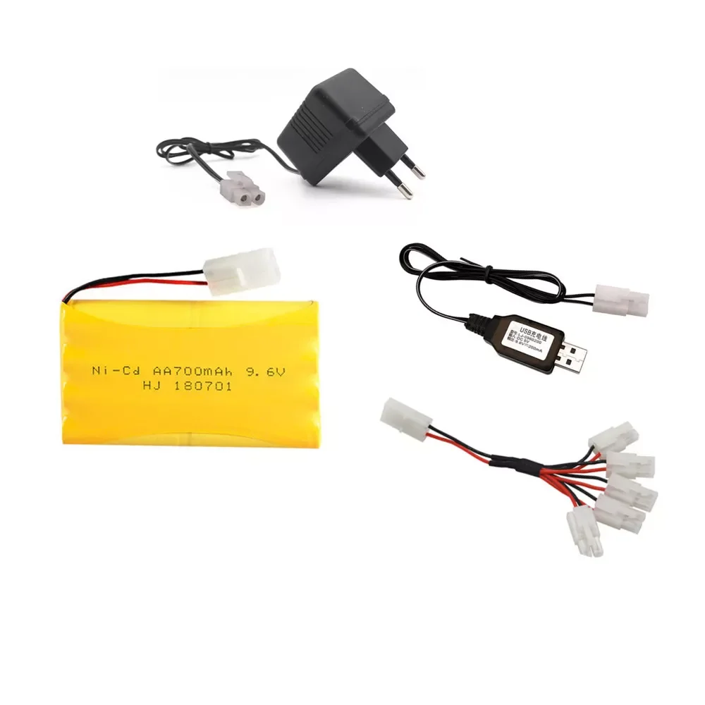 

9.6v 700mah Ni-CD Battery + 9.6v Charger set For Rc toys Car Boat Gun Tank Train Robot nicd AA 9.6v Rechargeable Battery Pack