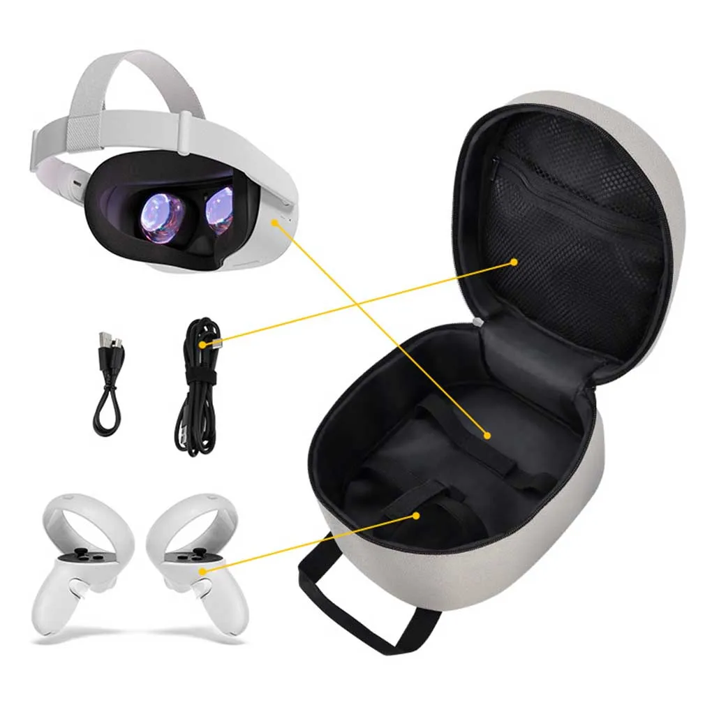 

Сумка для хранения очков VR, складная сменная подъемная ручка, сумки на молнии, карманные аксессуары, замена для Quest 2