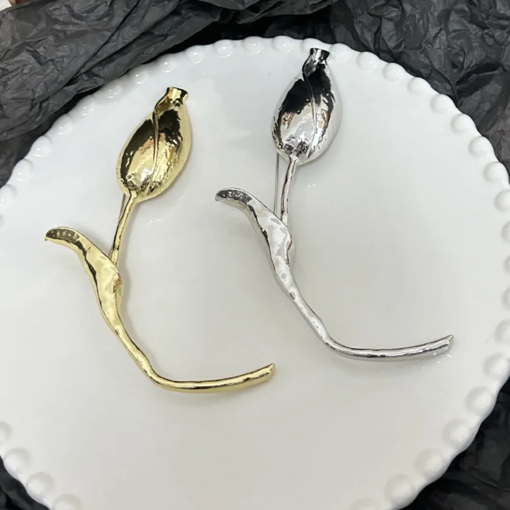 Элегантная брошь в виде бутона цветка изысканная гальваническая булавка для