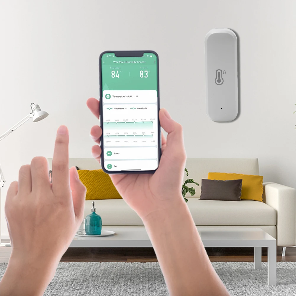 

TUYA Smart Wifi Temperature And Humidity Detector Indoor Wireless 70*24*19mm Free Data Storage And Export Enabling Automation