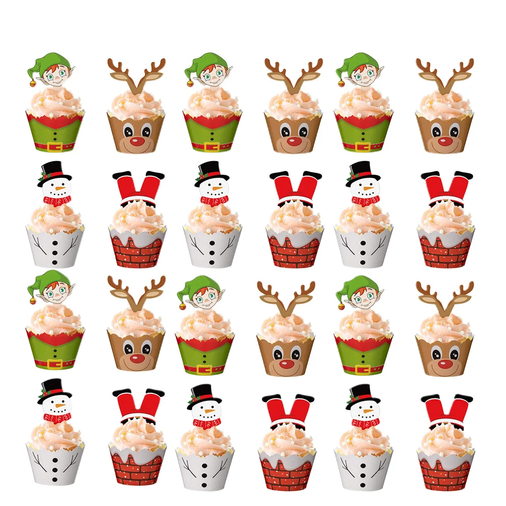 

Cupcake Christmastopper Wrappers Decoration Picks Liners Partydeer Boysliner Accessories Cupsbirthday Wedding Reindeer Holiday