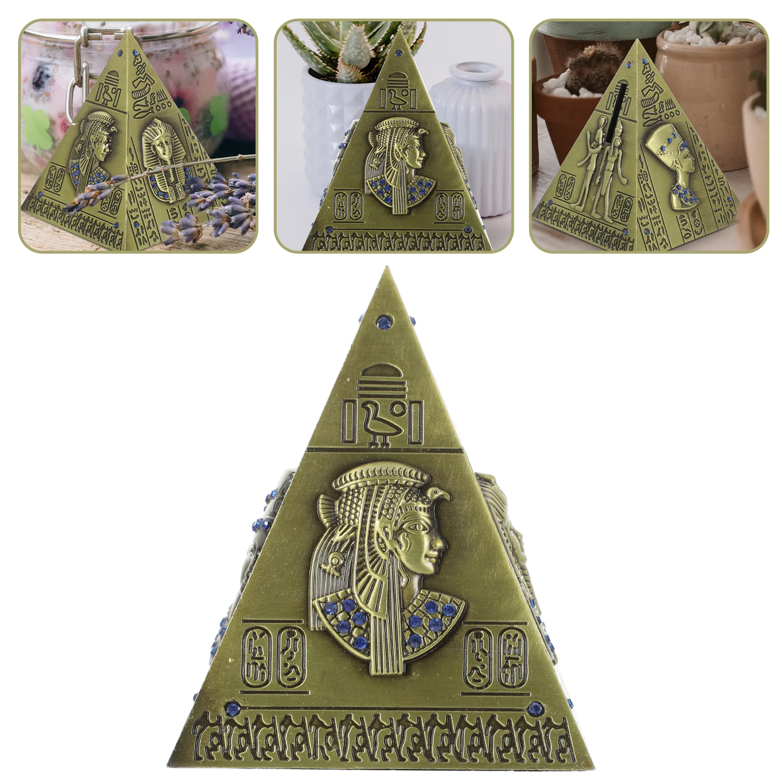 

Pyramid Egyptian Figurine Statue Sculpture Model Egypt Decoration Decor Ornament Ancient Feng Khufu Shui Metal Desktop Desk