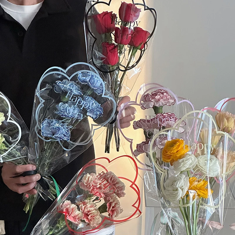 50 шт. прозрачные водонепроницаемые сумки для упаковки цветов розы