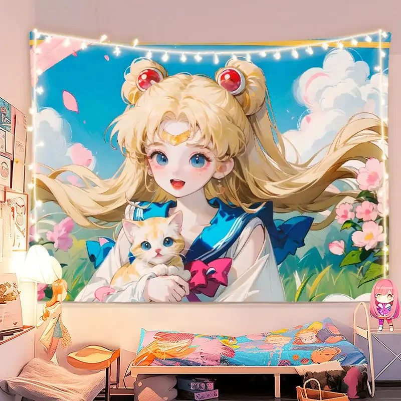 Ткань с принтом Сейлор Мун в стиле Лечебное сердце девушки милая подвесная ткань