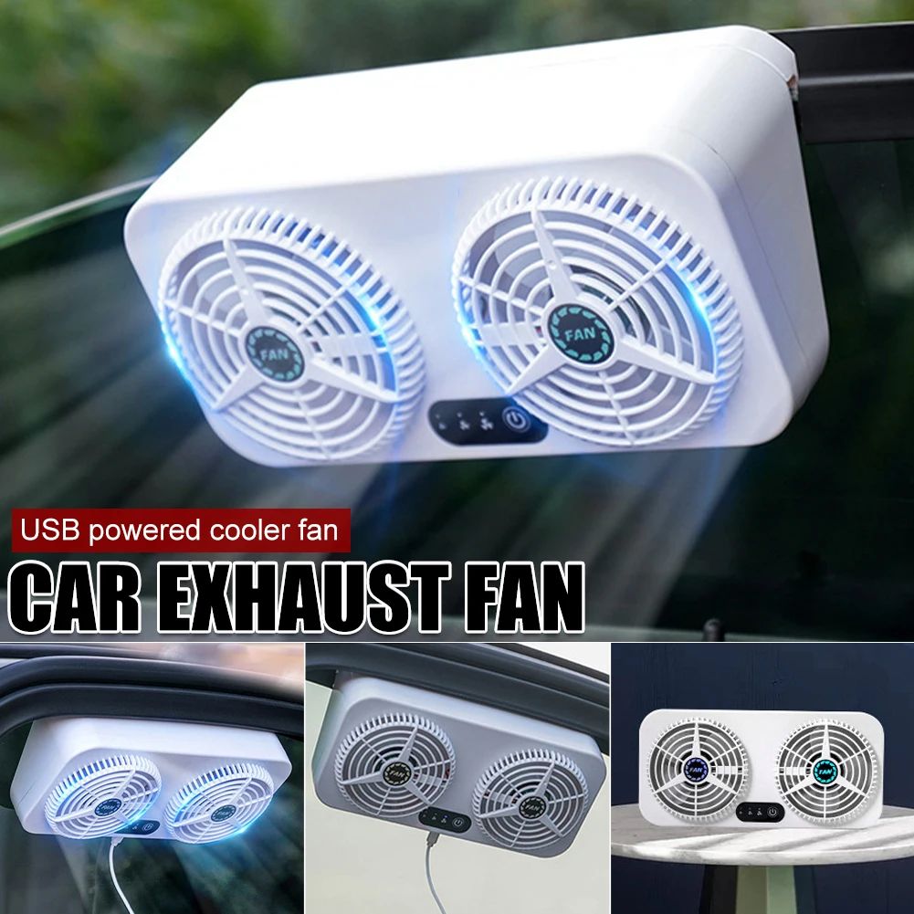 

Вентилятор для автомобиля, 3 скорости, вытяжной, с питанием по USB, для очистки воздуха, для переднего и заднего окон, аксессуары для вентилято...