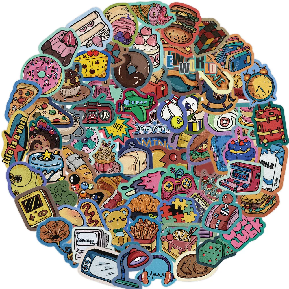 

10/80pcs Vintage Carnival Stickers Cartoon Decals Sticker Kids Toys for DIY Car Suitcase Phone Guitar Laptop Fridge Notebook