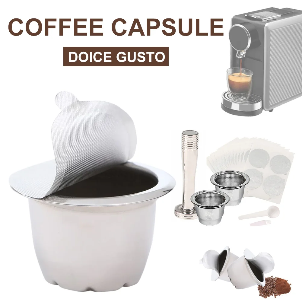 

Stainless Metal Reusable For Nespresso Capsule With Press Coffee Grinds Tamper Espresso Coffee Maker Sets