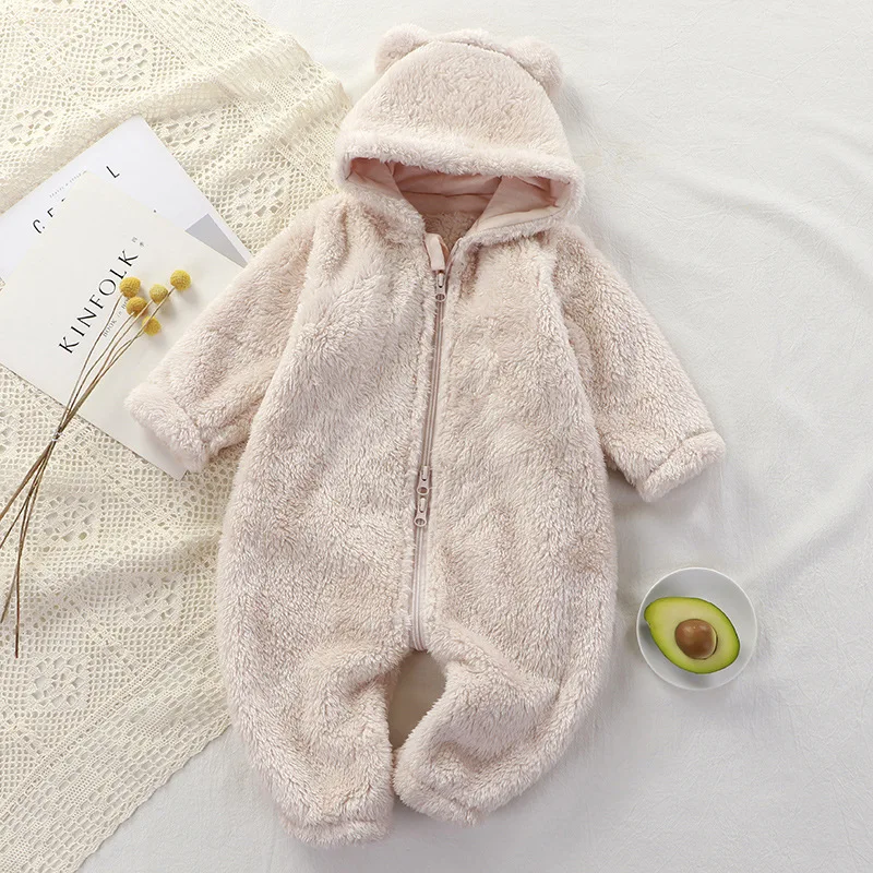 

2023 Baby Girls Boys Winter Clothes Snowsuit Teddy Bear Onesie Outfit Newborn Fleece Jumpsuit Romper Coat Hooded Suit for 0-36M
