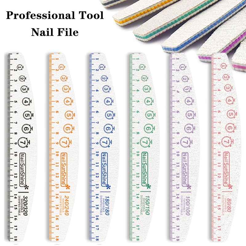 

1Pc 80/100/150/180/240 Professional Half Moon Nail File Grinding Block File Nail Buffer Colorful Lime Manicure Pedicure DIY Tool