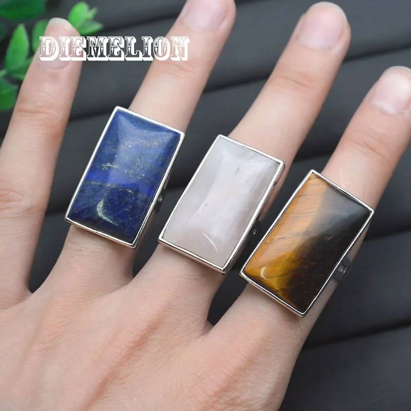 Кольцо с натуральным камнем для мужчин и женщин прямоугольное ювелирное изделие