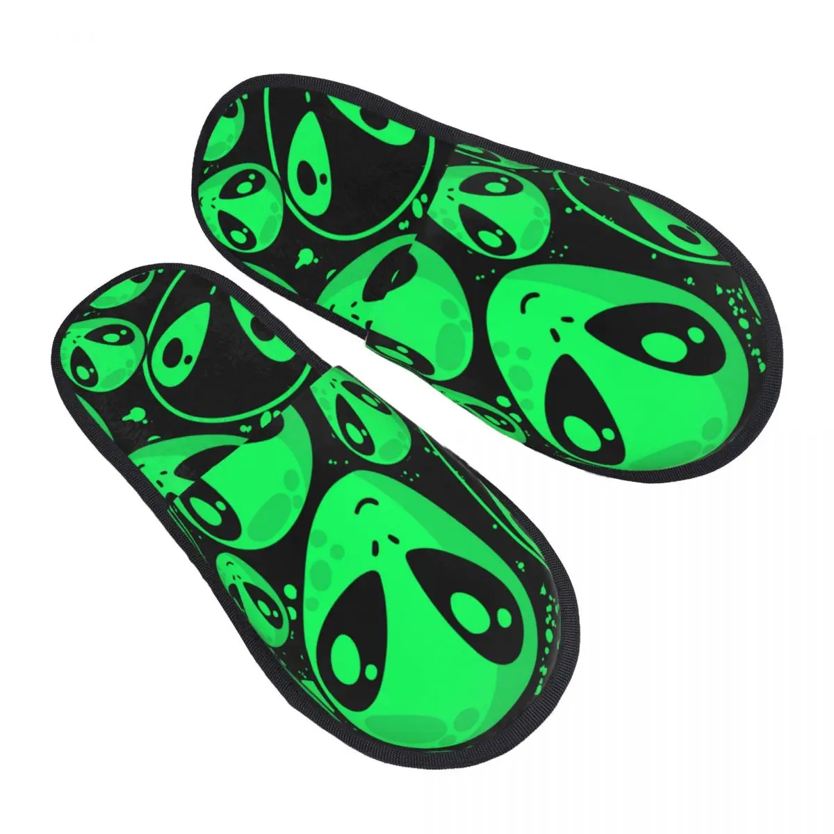 Green Alien Ufo Warm Soft Shoes Home Footwear Autumn Winter 