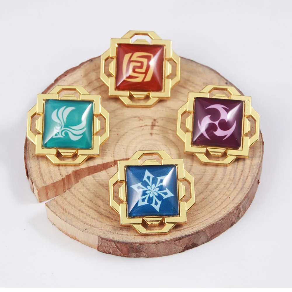 

Liyue Genshin Impact Vision Badge Cosplay Props 7 Element Weapons Luminous Anime Accessories Vision Brooch Collect Gift