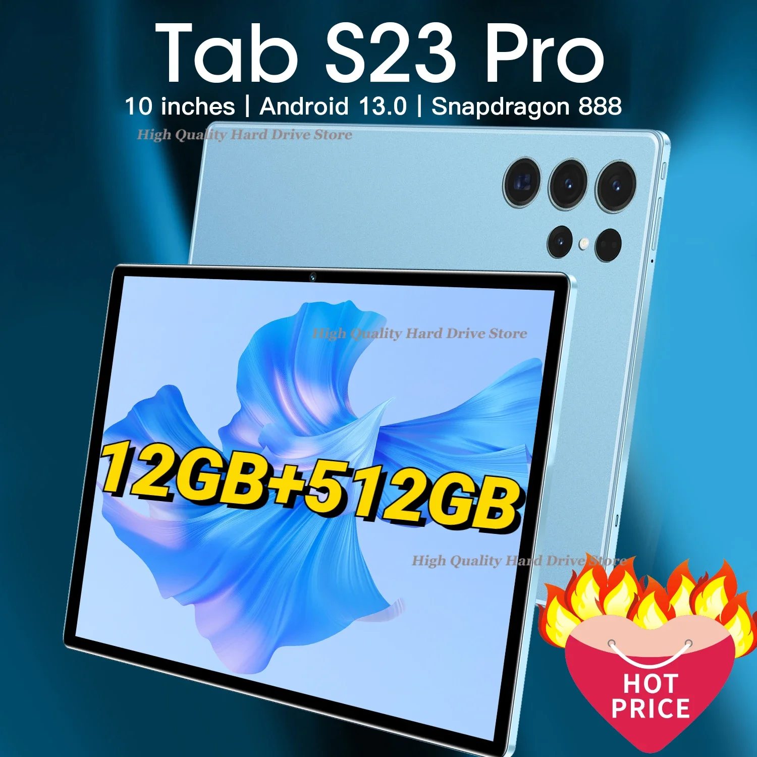 

New Tablet S23 Pro Android 13 Global Version 12GB 512GB Snapdragon 888 Tablets PC Keyboard 5G Dual SIM Card Pad 10000mAh Netbook