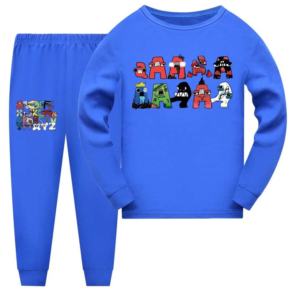 Алфавит оригинальный хлопковый Пижамный костюм для девочек Весенняя детская