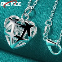 925 sterling silver openwork heart zircon pendant necklace 16 30 snake chain for womens party engagement wedding fine jewelry