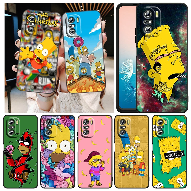 

Boy The Simpson Disney Phone Case For Xiaomi Redmi K50 K40 Gaming 10 10C 9AT 9A 9C 9T 8 7A 6A 5 4X Black Matte Soft Cover