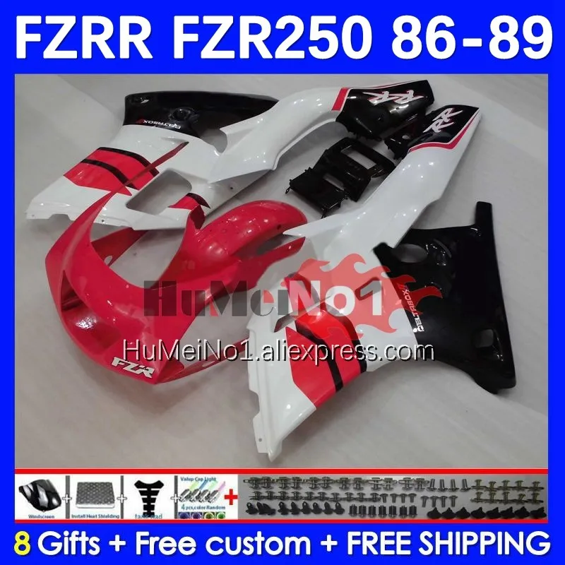 

FZR250RR Kit For YAMAHA FZR250 R FZRR FZR 250 250R 146No.12 FZR-250 86 87 88 89 FZR250R 1986 1987 1988 1989 Fairing red glossy